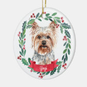 Yorkshire Terrier Kerstmis Elegant Waterverf Dog Keramisch Ornament (Links)