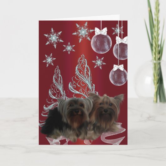 Yorkshire Terrier Kerstmis Feestdagen Kaart (Voorkant)