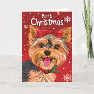 Yorkshire Terrier Kerstmis Feestdagen Kaart