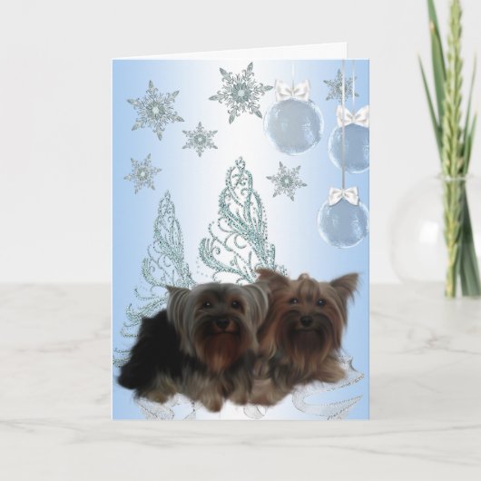 Yorkshire Terrier Kerstmis Feestdagen Kaart (Voorkant)