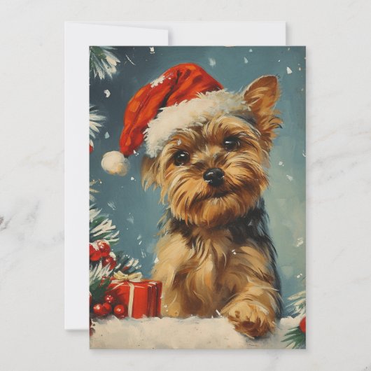 Yorkshire Terrier Kerstmis Feestdagenkaart (Voorkant)