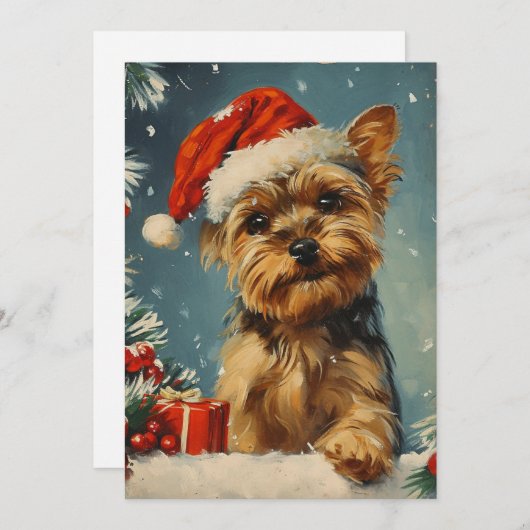 Yorkshire Terrier Kerstmis Feestdagenkaart (Voorkant / Achterkant)