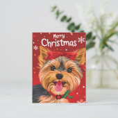 Yorkshire Terrier Kerstmis Feestdagenkaart (Staand voorkant)