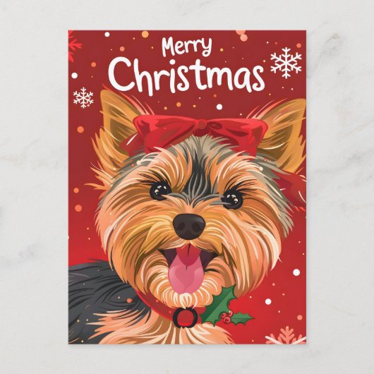 Yorkshire Terrier Kerstmis Feestdagenkaart (Voorkant)