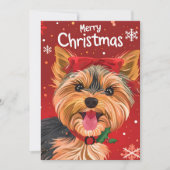 Yorkshire Terrier Kerstmis Feestdagenkaart (Voorkant)