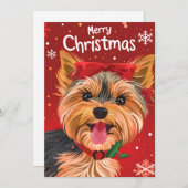Yorkshire Terrier Kerstmis Feestdagenkaart (Voorkant / Achterkant)