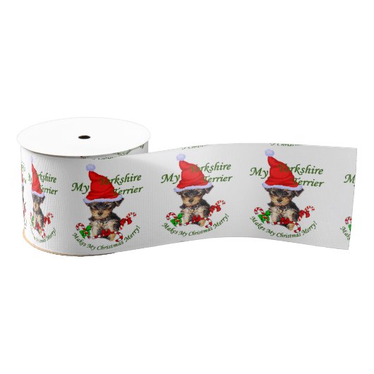 Yorkshire Terrier Kerstmis Grosgrain Lint (Spoel)