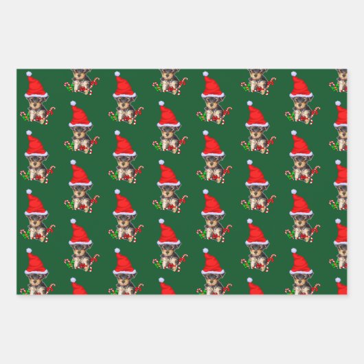 Yorkshire Terrier Kerstmis Inpakpapier Vel (Voorkant 3)