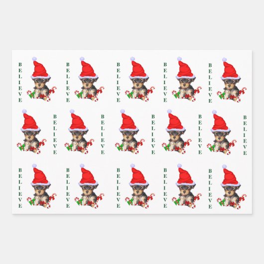 Yorkshire Terrier Kerstmis Inpakpapier Vel (Voorkant)