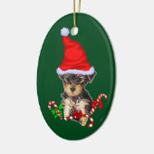 Yorkshire Terrier Kerstmis Keramisch Ornament (Links)