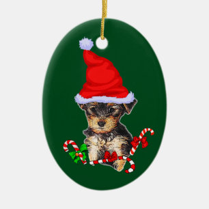 Yorkshire Terrier Kerstmis Keramisch Ornament