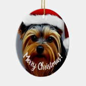 Yorkshire Terrier Kerstmis Keramisch Ornament (Rechts)