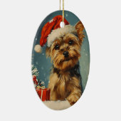 Yorkshire Terrier Kerstmis Keramisch Ornament (Rechts)