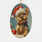 Yorkshire Terrier Kerstmis Keramisch Ornament (Links)