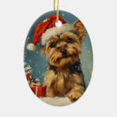 Yorkshire Terrier Kerstmis Keramisch Ornament (Achterkant)