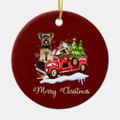 Yorkshire Terrier Kerstmis Keramisch Ornament (Voorkant)