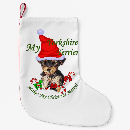 Yorkshire Terrier Kerstmis Kleine Kerstsok (Voorkant)