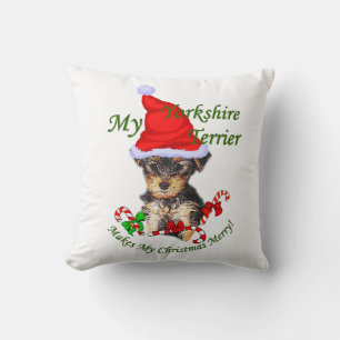 Yorkshire Terrier Kerstmis Kussen