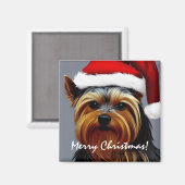 Yorkshire Terrier Kerstmis Magneet (Voorkant / Achterkant)