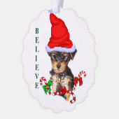 Yorkshire Terrier Kerstmis Ornament Kaart (Links)