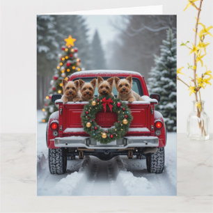 Yorkshire Terrier Kerstmis Rode Truck Kerstcadeau Kaart