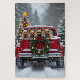Yorkshire Terrier Kerstmis Rode Truck Kerstcadeau Legpuzzel
