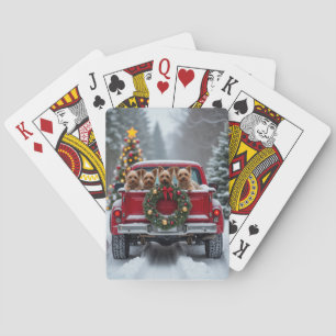 Yorkshire Terrier Kerstmis Rode Truck Kerstcadeau Pokerkaarten