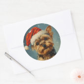 Yorkshire Terrier Kerstmis Ronde Sticker (Envelop)