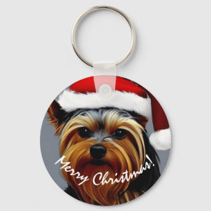 Yorkshire Terrier Kerstmis Sleutelhanger