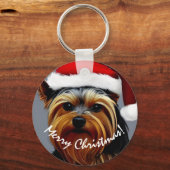 Yorkshire Terrier Kerstmis Sleutelhanger (Voorkant)