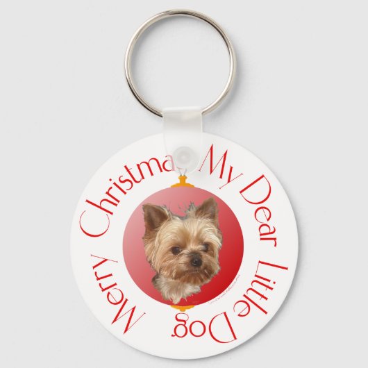 Yorkshire Terrier Kerstmis Sleutelhanger (Voorkant)