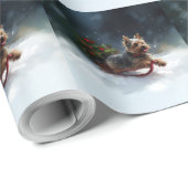 Yorkshire Terrier Kerstmis sneeuw winter Cadeaupapier (Rol Hoek)
