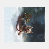 Yorkshire Terrier Kerstmis sneeuw winter Fleece Deken (Voorkant (Horizontaal))