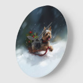 Yorkshire Terrier Kerstmis sneeuw winter Grote Klok (Hoek)