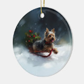 Yorkshire Terrier Kerstmis sneeuw winter Keramisch Ornament (Links)