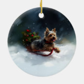 Yorkshire Terrier Kerstmis sneeuw winter Keramisch Ornament (Achterkant)