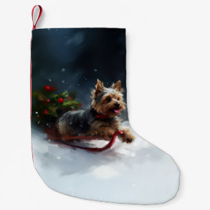 Yorkshire Terrier Kerstmis sneeuw winter Kleine Kerstsok