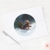 Yorkshire Terrier Kerstmis sneeuw winter Ronde Sticker (Envelop)