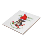Yorkshire Terrier Kerstmis Tegeltje (Zijkant)