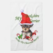 Yorkshire Terrier Kerstmis Theedoek (Verticaal)