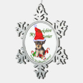 Yorkshire Terrier Kerstmis Tin Sneeuwvlok Ornament (Rechts)