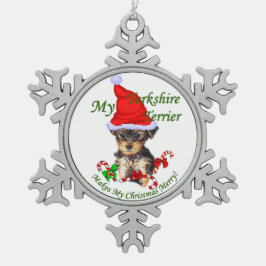Yorkshire Terrier Kerstmis Tin Sneeuwvlok Ornament
