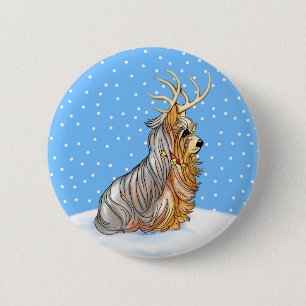 Yorkshire Terrier-kerstrenier Ronde Button 5,7 Cm