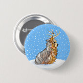 Yorkshire Terrier-kerstrenier Ronde Button 5,7 Cm (Voorkant /achterkant)