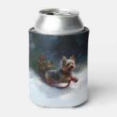 Yorkshire Terrier Kerstsneeuw winter Blikjeskoeler (Blikje Voorkant)