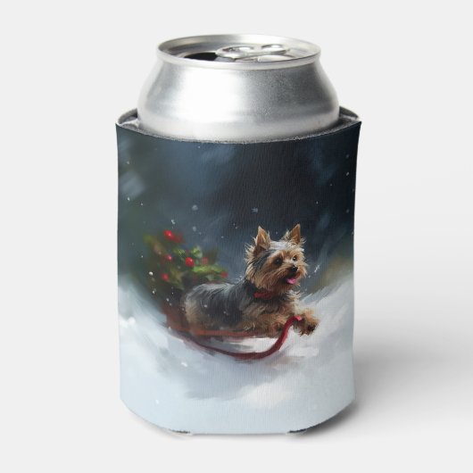 Yorkshire Terrier Kerstsneeuw winter Blikjeskoeler (Blikje Voorkant)