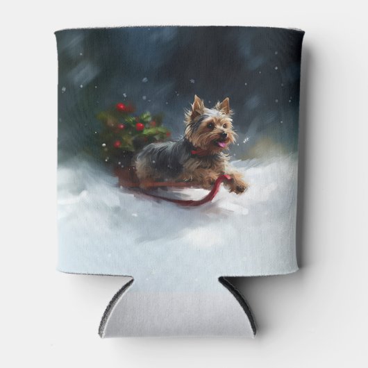 Yorkshire Terrier Kerstsneeuw winter Blikjeskoeler (Voorkant)