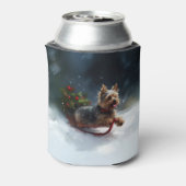 Yorkshire Terrier Kerstsneeuw winter Blikjeskoeler (Blikje Achterkant)