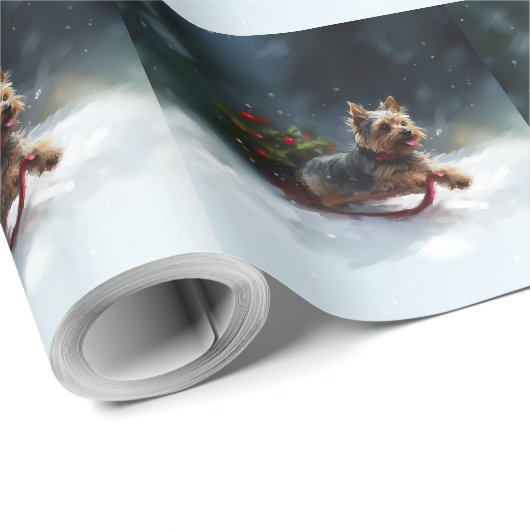 Yorkshire Terrier Kerstsneeuw winter Cadeaupapier (Rol Hoek)