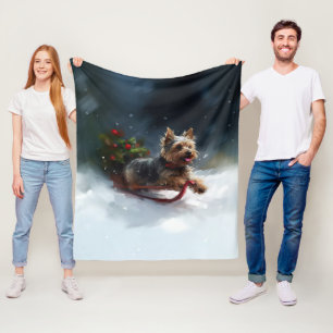 Yorkshire Terrier Kerstsneeuw winter Fleece Deken